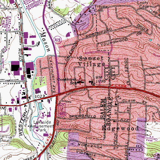 Topographic Map of National College, VA