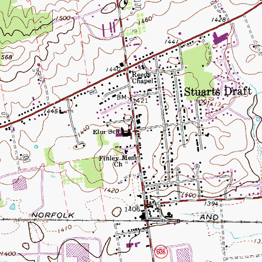 Topographic Map of Guy K Stump Elementary School, VA