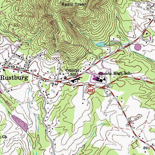 Topographic Map of Fray Educational Center, VA