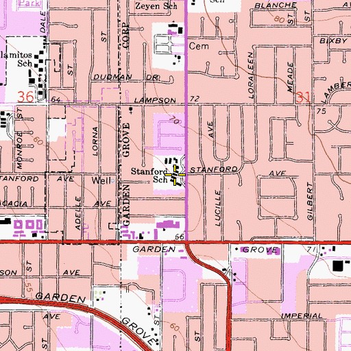 Topographic Map of Stanford Elementary School, CA