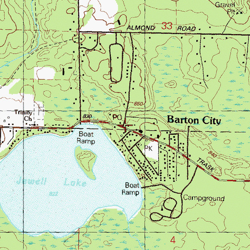 Topographic Map of Barton City Fire Department, MI