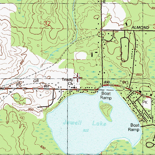 Topographic Map of Trinity Lutheran Cemetery, MI