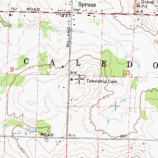 Topographic Map of Caledonia Township Cemetery, MI