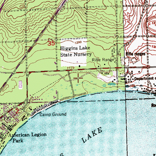 Topographic Map of North Higgins Lake State Park, MI