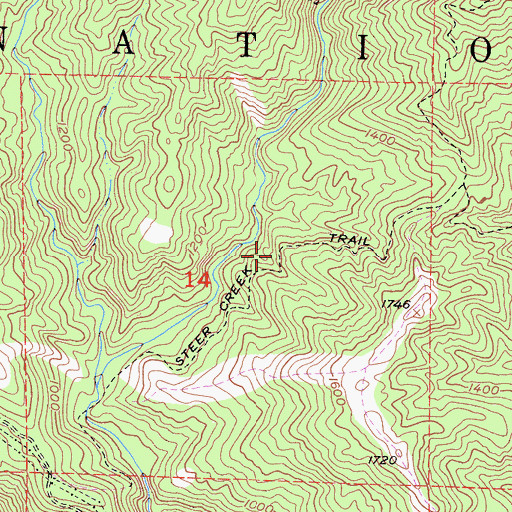 Topographic Map of Steer Creek Trail, CA