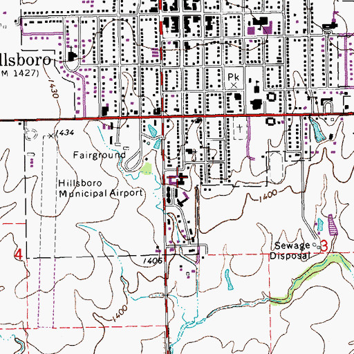 Topographic Map of Hillsboro Community Medical Center, KS
