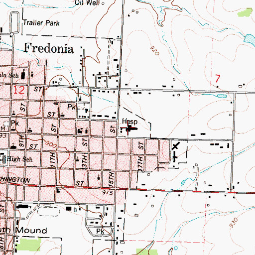 Topographic Map of Fredonia Regional Hospital, KS