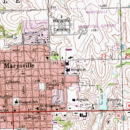 Topographic Map of Community Memorial Healthcare, KS