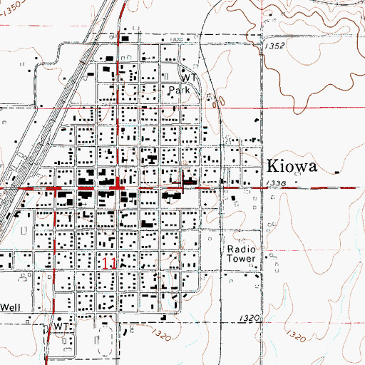 Topographic Map of Kiowa District Hospital, KS