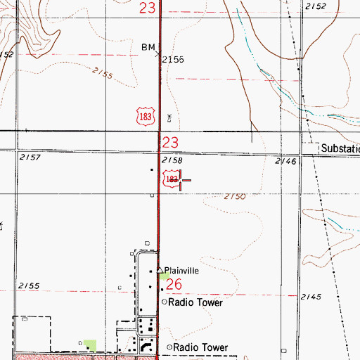 Topographic Map of Rooks County Health Center, KS