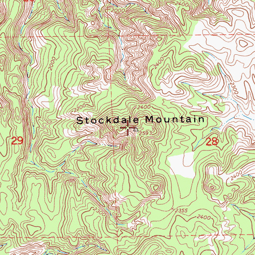 Topographic Map of Stockdale Mountain, CA