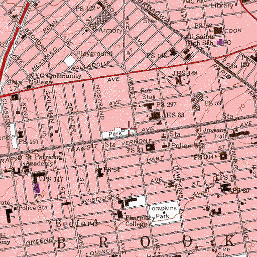 Topographic Map of Jefferson Theater (historical), NY