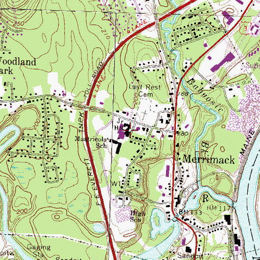 Topographic Map of Mastricola Upper Elementary School, NH