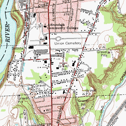 Topographic Map of Grand Union Plaza Shopping Center, NY