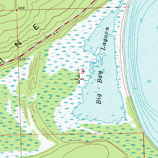 Topographic Map of Big Bay Sand Spit And Bog State Natural Area, WI