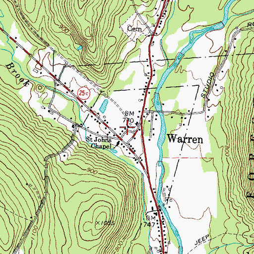 Topographic Map of Warren Village School, NH
