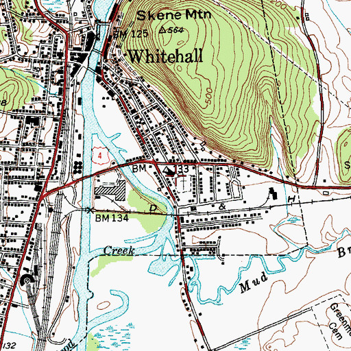 Topographic Map of Whitehall Armory, NY