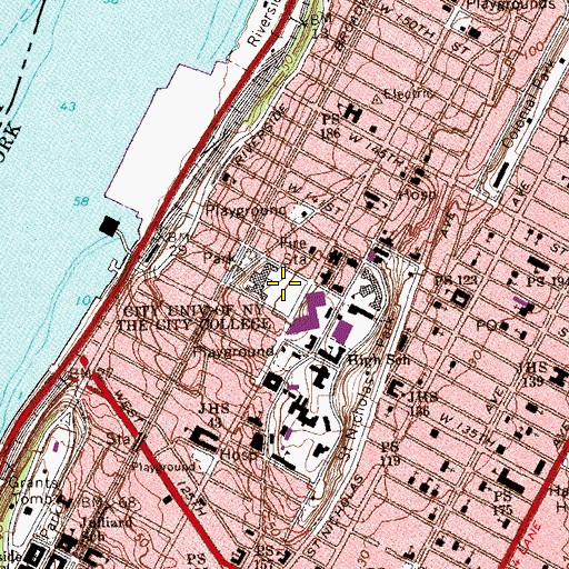 Topographic Map of Jacob Schiff Playground, NY