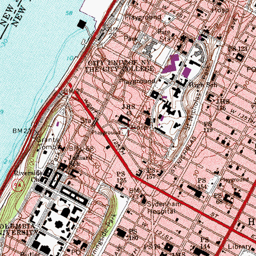 Topographic Map of Sheltering Arms Park, NY