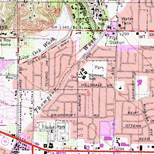 Topographic Map of Sumner Elementary School, CA