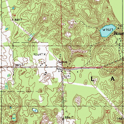Topographic Map of Evergreen Church, MI