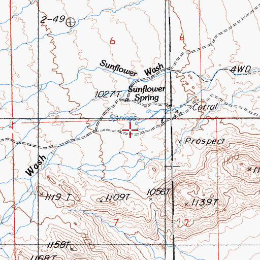 Topographic Map of Sunflower Spring, CA