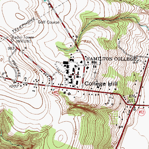 Topographic Map of Root Hall, NY