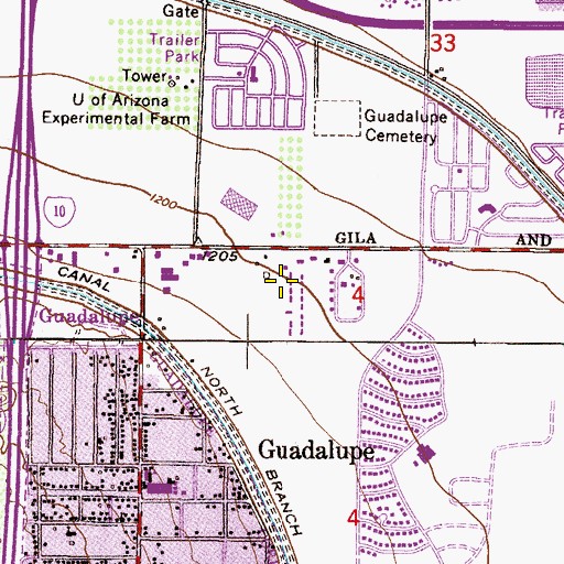 Topographic Map of Peterson (historical), AZ