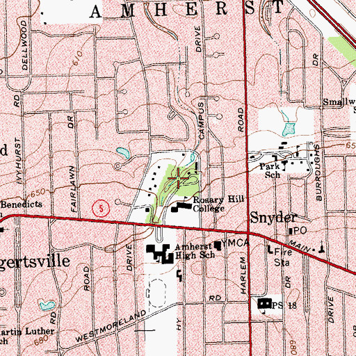 Topographic Map of Schenck Hall, NY