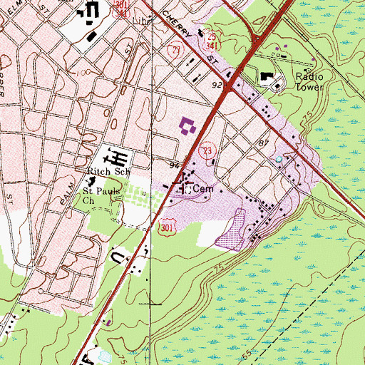 Topographic Map of Memorial Baptist Church, GA