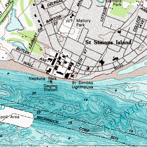 Topographic Map of Saint Simons Island Lighthouse Museum, GA