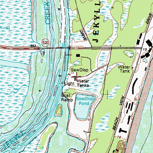 Topographic Map of Jekyll Island Water Pollution Control Plant, GA