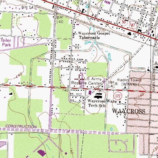 Topographic Map of Satilla Village Mobile Home Park, GA