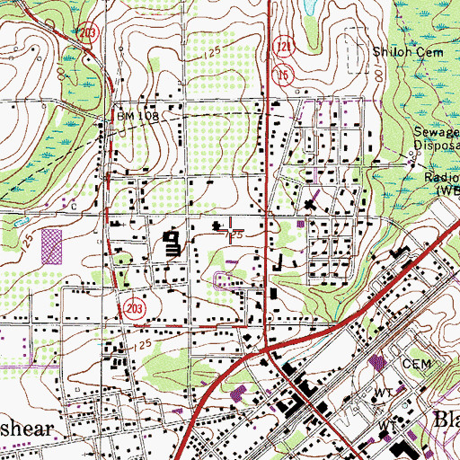 Topographic Map of Emmanuel Baptist Church, GA