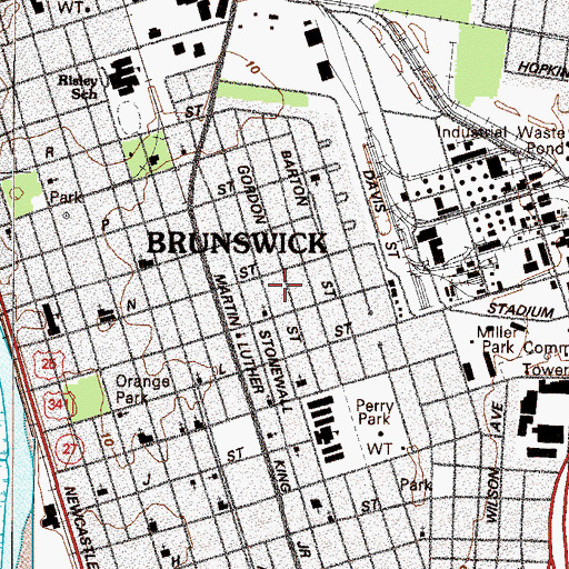 Topographic Map of Gordon Street Church of God, GA