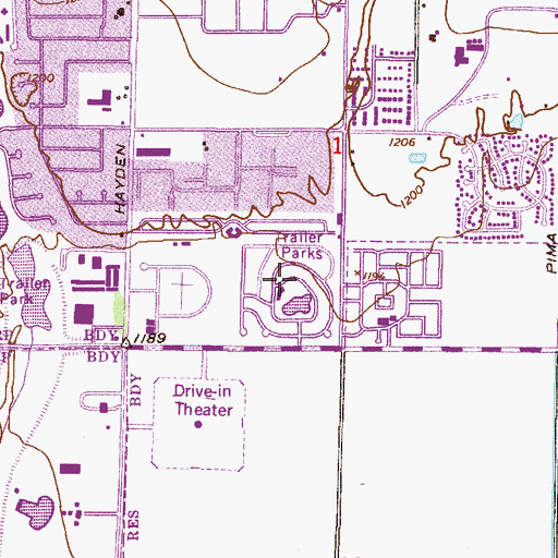 Topographic Map of Pueblo Sereno Mobile Home Park, AZ