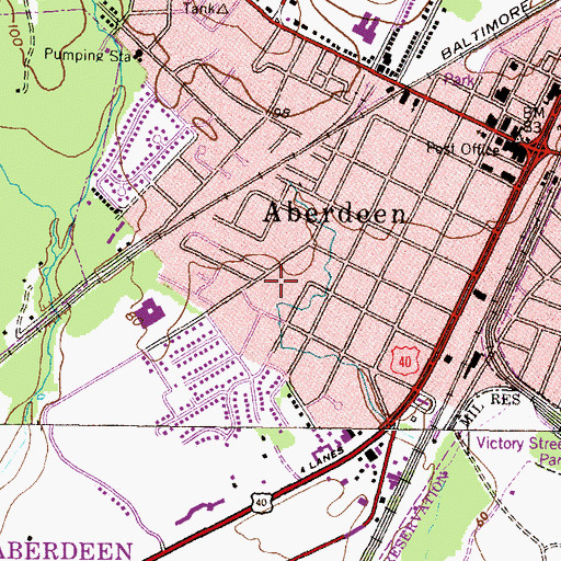 Topographic Map of Aberdeen Bible Church, MD