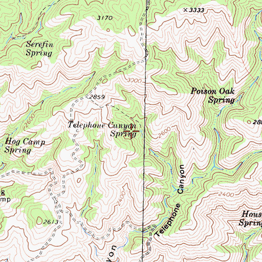 Topographic Map of Telephone Canyon Spring, CA