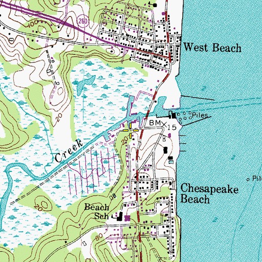 Topographic Map of Calvert County Public Library - Twin Beaches Branch, MD