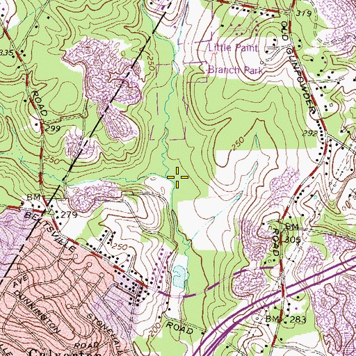 Topographic Map of Cross Creek Golf Club, MD