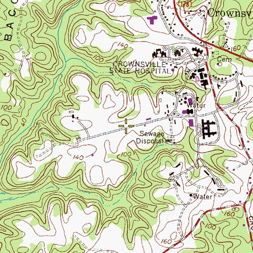 Topographic Map of Crownsville Water Treatment Plant, MD