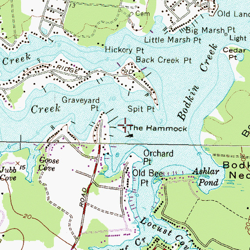 Topographic Map of Hammock Island Marina, MD