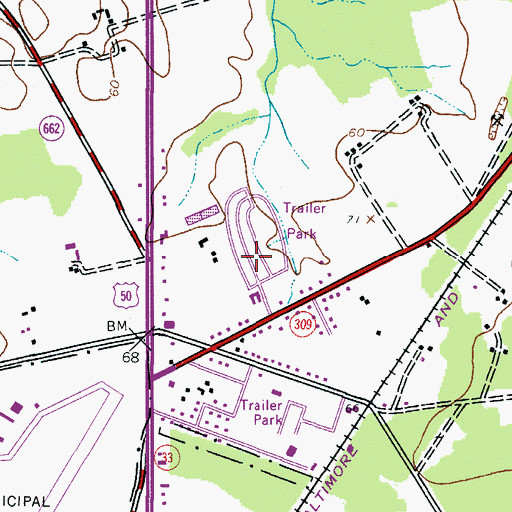 Topographic Map of Jensen's Hyde Park, MD