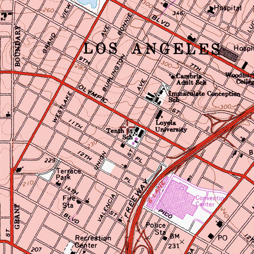 Topographic Map of Tenth Street Elementary School, CA