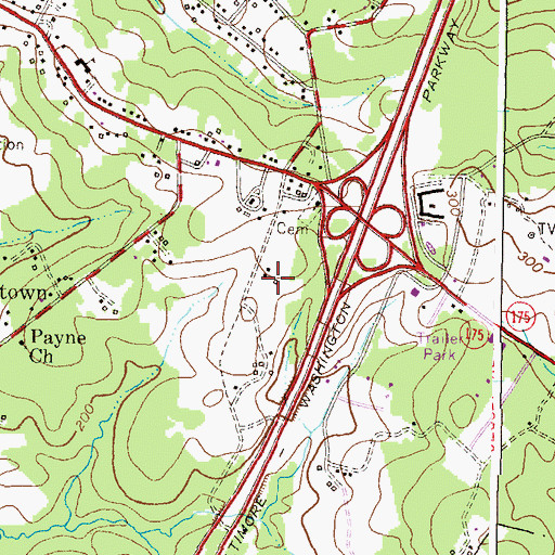 Topographic Map of Parkway Hills Mobile Home Park, MD