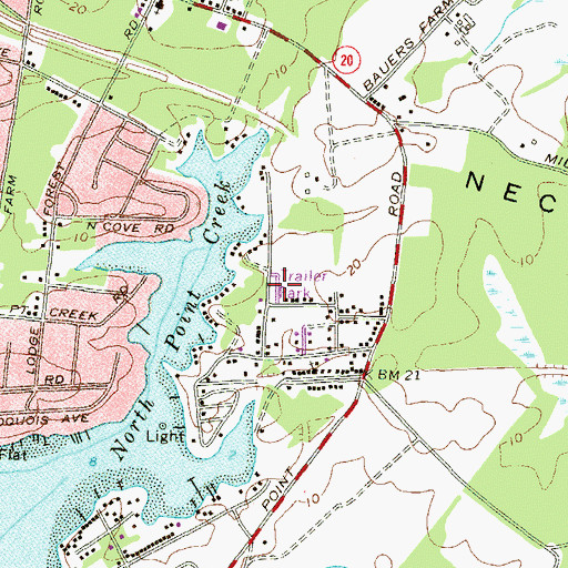 Topographic Map of Penwood Mobile Home Park, MD