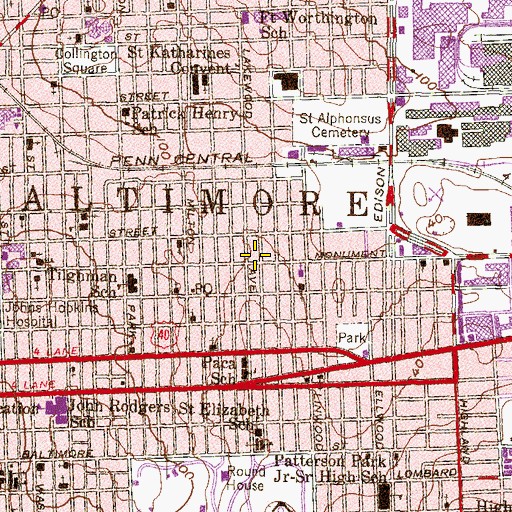Topographic Map of Philadelphia Church of the Apostolic Faith, MD