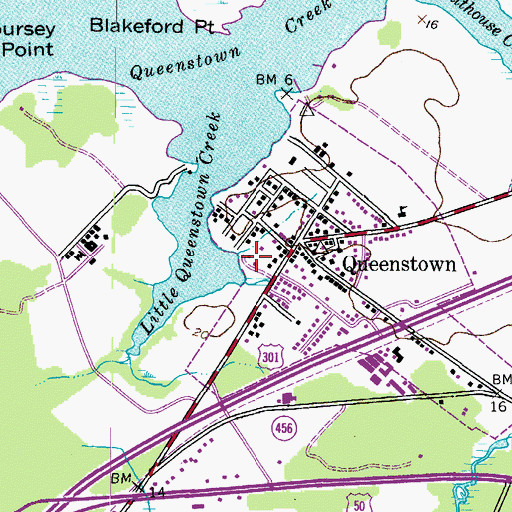 Topographic Map of Queenstown Wastewater Treatment Plant, MD
