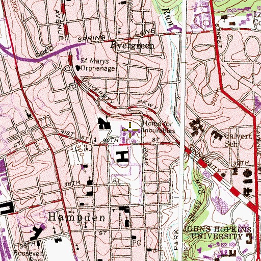 Topographic Map of Roland Park Place Assisted Living Center, MD