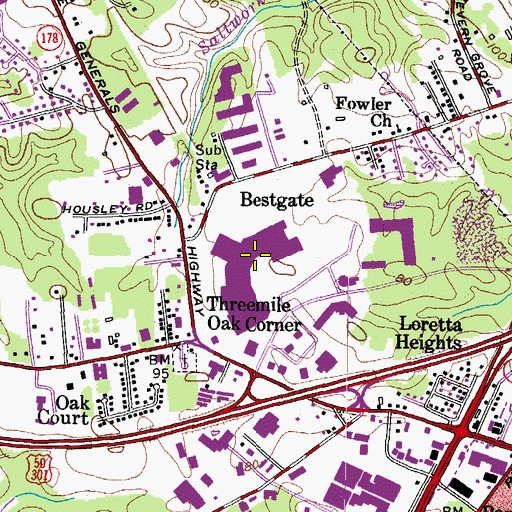 Topographic Map of West Field Shoppingtown Shopping Center, MD